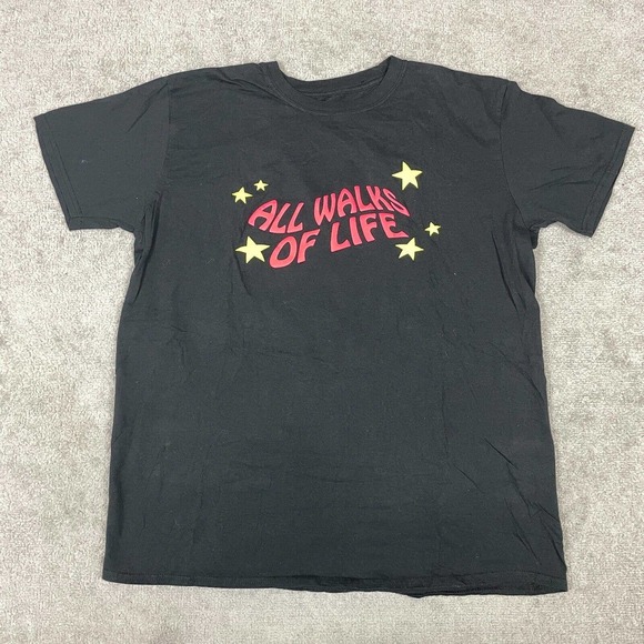 Urban Necessities Shirt Mens Large Black Puff Print Graphics TwoJsKicks Aliens - Picture 3 of 11